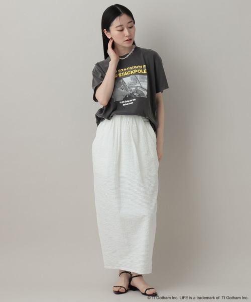 A part by(アパートバイ)の「LIFEカラーTシャツ(Tシャツ/カットソー・レディース・チャコールグレー/ライトブルー・FREE)」の4枚目の写真