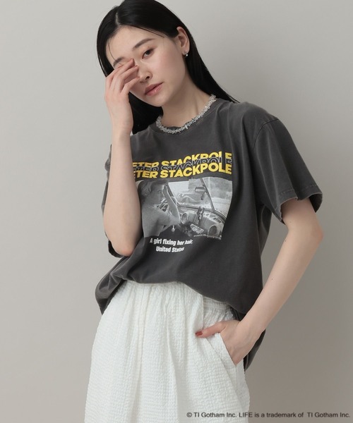 A part by(アパートバイ)の「LIFEカラーTシャツ(Tシャツ/カットソー・レディース・チャコールグレー/ライトブルー・FREE)」の5枚目の写真