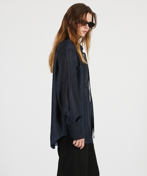 PRANK PROJECT（プランクプロジェクト）の「【2026Summer Pre-Order】シアーボウタイシャツ / Sheer Bow Tie Shirt（シャツ/ブラウス・レディース・ネイビー/ベージュ/ホワイト・FREE）」の12枚目の写真