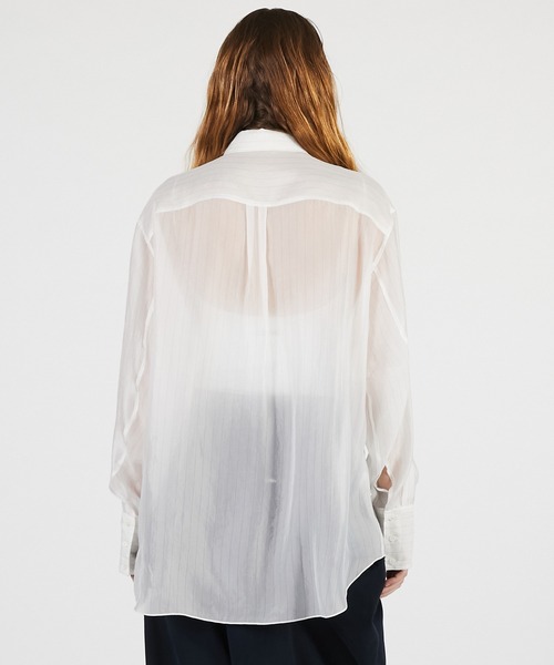 PRANK PROJECT（プランクプロジェクト）の「【2026Summer Pre-Order】シアーボウタイシャツ / Sheer Bow Tie Shirt（シャツ/ブラウス・レディース・ネイビー/ベージュ/ホワイト・FREE）」の9枚目の写真