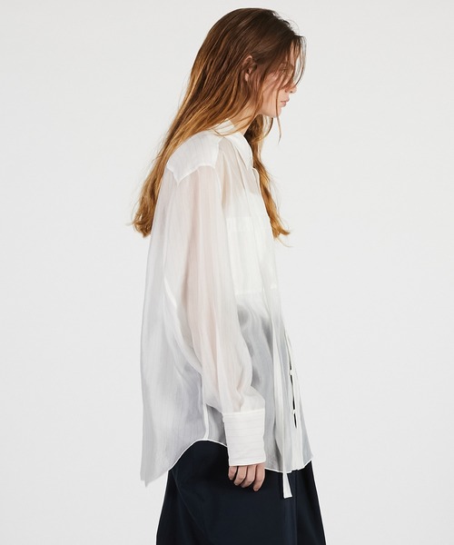 PRANK PROJECT（プランクプロジェクト）の「【2026Summer Pre-Order】シアーボウタイシャツ / Sheer Bow Tie Shirt（シャツ/ブラウス・レディース・ネイビー/ベージュ/ホワイト・FREE）」の10枚目の写真