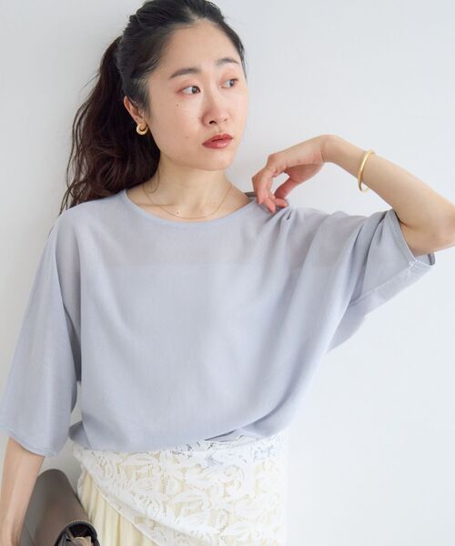 le.coeur blanc(ルクールブラン)の「【UVカット】ドルマンスリーブプルオーバー(ニット/セーター・レディース・ブルー系その他5/オレンジ/ベージュ/ブラック・38)」の3枚目の写真