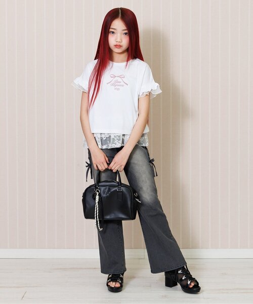algy(アルジー)の「フリル袖りぼんTシャツ(Tシャツ/カットソー・キッズ・サックスブルー/オフホワイト/ピンク・130/140/150/160)」の18枚目の写真