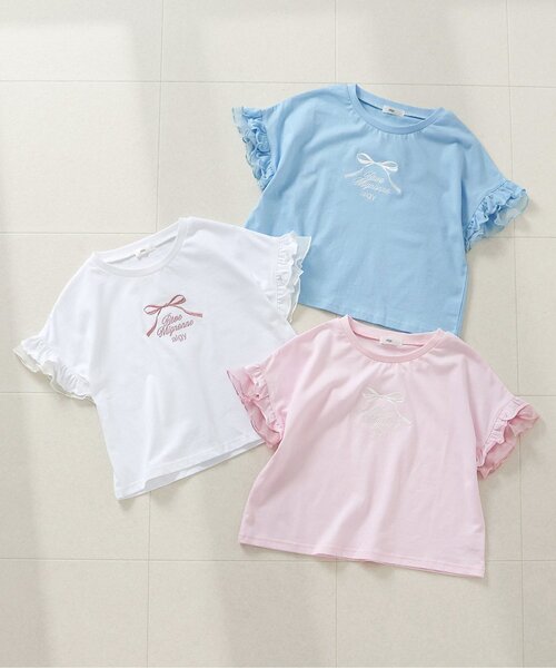 algy(アルジー)の「フリル袖りぼんTシャツ(Tシャツ/カットソー・キッズ・サックスブルー/オフホワイト/ピンク・130/140/150/160)」の15枚目の写真