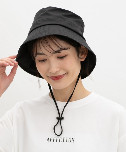 Honeys（ハニーズ）の「【非フッ素撥水加工・接触冷感・ＵＶカット】ネックシェード付ハット（ハット・レディース・ブラック/ライトベージュ/ブラウン・FREE）」の2枚目の写真