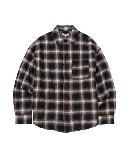 WMC(ダブリューエムシー)の「クリーズリンクルオンブレチェックシャツ_BLACK(シャツ/ブラウス・メンズ・ブラック・M/L)」の2枚目の写真