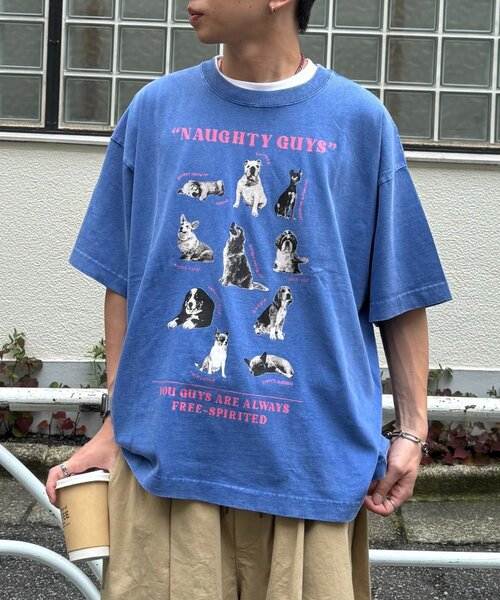 SOUNDSGOOOOD(サウンズグッド)の「【SOUNDS GOOOOD】パウダー犬ロゴプリントTEE(Tシャツ/カットソー・メンズ・チャコールグレー/オレンジ/ブルー/ライトグレー/サックスブルー/グリーン系その他2/ダークブルー・ONE SIZE)」の6枚目の写真