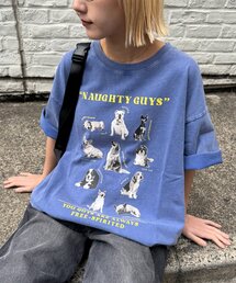 SOUNDSGOOOOD（サウンズグッド）の「【SOUNDS GOOOOD】パウダー犬ロゴプリントTEE（Tシャツ/カットソー）」