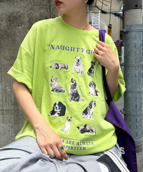 SOUNDSGOOOOD(サウンズグッド)の「【SOUNDS GOOOOD】パウダー犬ロゴプリントTEE(Tシャツ/カットソー・メンズ・チャコールグレー/オレンジ/ブルー/ライトグレー/サックスブルー/グリーン系その他2/ダークブルー・ONE SIZE)」の3枚目の写真