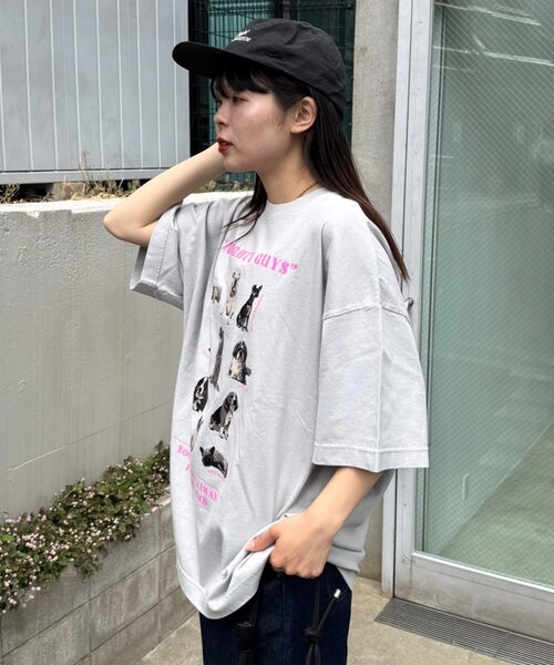 SOUNDSGOOOOD(サウンズグッド)の「【SOUNDS GOOOOD】パウダー犬ロゴプリントTEE(Tシャツ/カットソー・レディース・チャコールグレー/オレンジ/ブルー・ONE SIZE)」の6枚目の写真