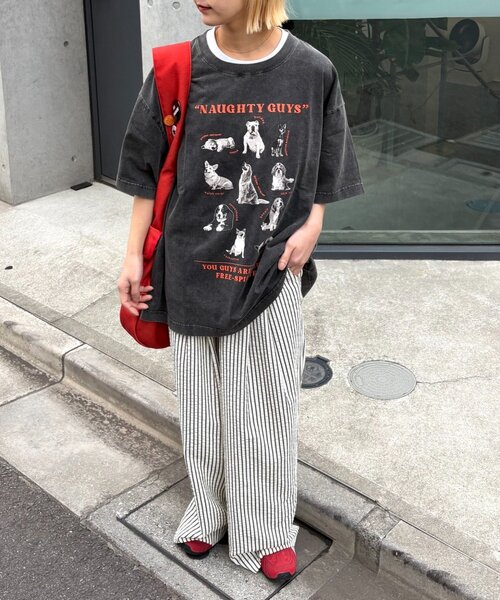 SOUNDSGOOOOD(サウンズグッド)の「【SOUNDS GOOOOD】パウダー犬ロゴプリントTEE(Tシャツ/カットソー・レディース・チャコールグレー/オレンジ/ブルー・ONE SIZE)」の22枚目の写真
