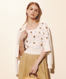 LOULOU WILLOUGHBY | WEB 一部店舗限定 サンフラワービジューカーディガン(カーディガン/ボレロ)