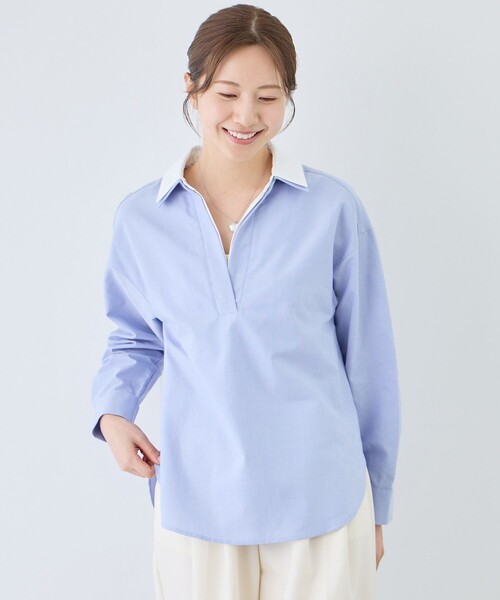 Jayro(ジャイロ)の「オックススキッパーブラウス(シャツ/ブラウス・レディース・ピンク/ブルー系その他4/サックスブルー・M)」の1枚目の写真