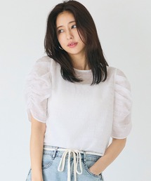 coca（coca） | 【田中里奈様着用】シアードット袖シャーリングTOPS(Tシャツ/カットソー)