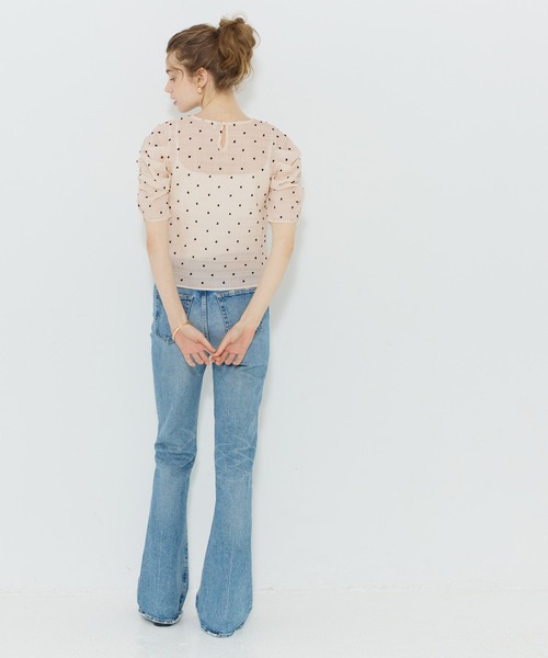 coca(coca)(コカ)の「【田中里奈様着用】シアードット袖シャーリングTOPS(Tシャツ/カットソー・レディース・ホワイト/ブラック/アイボリー/ライトブルー・L/M/S)」の13枚目の写真
