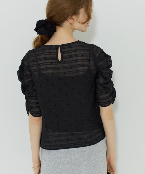 coca(coca)(コカ)の「【田中里奈様着用】シアードット袖シャーリングTOPS(Tシャツ/カットソー・レディース・ホワイト/ブラック/アイボリー/ライトブルー・L/M/S)」の16枚目の写真