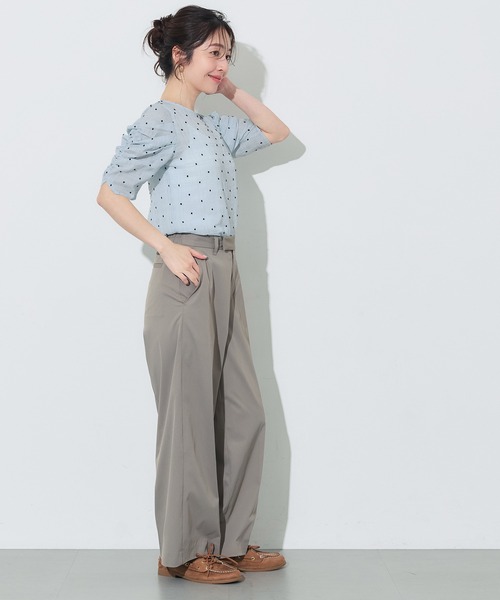 coca(coca)(コカ)の「シアードット袖シャーリングTOPS(Tシャツ/カットソー・レディース・ホワイト/ブラック/アイボリー/ライトブルー・L/M/S)」の19枚目の写真