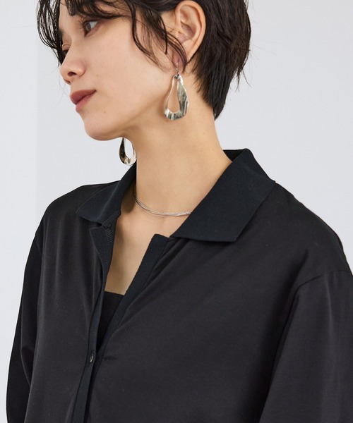 SALON adam et rope'(サロン アダム エ ロペ)の「プリマベールポロシャツワンピース / UVケア・二の腕カバー・半袖・夏服・オフィスカジュアル(ワンピース・レディース・キャメル/ブラック・FREE)」の10枚目の写真