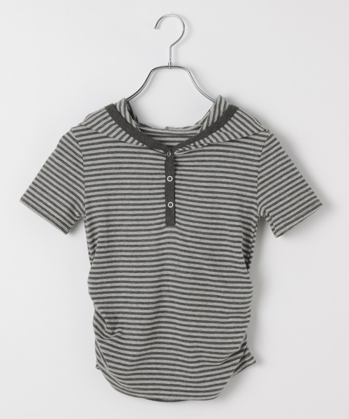 3.3 Field Trip (3.3フィールドトリップ)の「3.3 Field Trip/ボーダーフーディ―(Tシャツ/カットソー・レディース・ネイビー/グレー/イエロー・FREE)」の4枚目の写真
