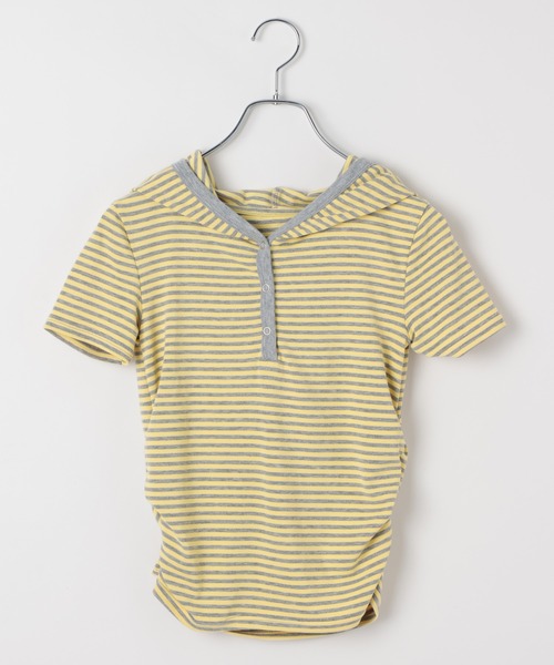 3.3 Field Trip (3.3フィールドトリップ)の「3.3 Field Trip/ボーダーフーディ―(Tシャツ/カットソー・レディース・ネイビー/グレー/イエロー・FREE)」の13枚目の写真