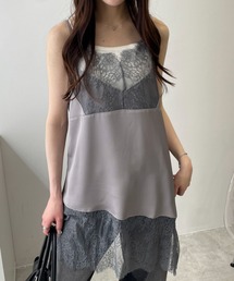 WEGO/レース切替サテンキャミ