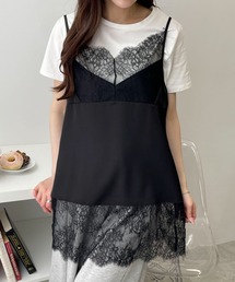 WEGO/レース切替サテンキャミ