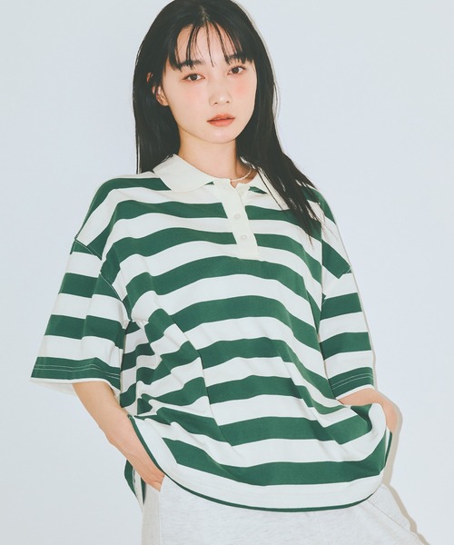 セール】【AKB48 伊藤百花 着用】半袖ゆるラガーTシャツ（ポロシャツ