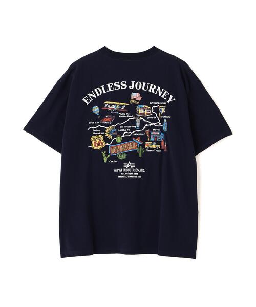 Alpha Industries(アルファインダストリーズ)の「【日本限定】Alpha Industries/アルファ インダストリーズ/ENDLESS JOURNEY T‐SHIRT/エンドレス ジャーニー Tシャツ(Tシャツ/カットソー・メンズ・ホワイト系2/チャコール/ネイビー・M/S/L/2XL/XL)」の3枚目の写真