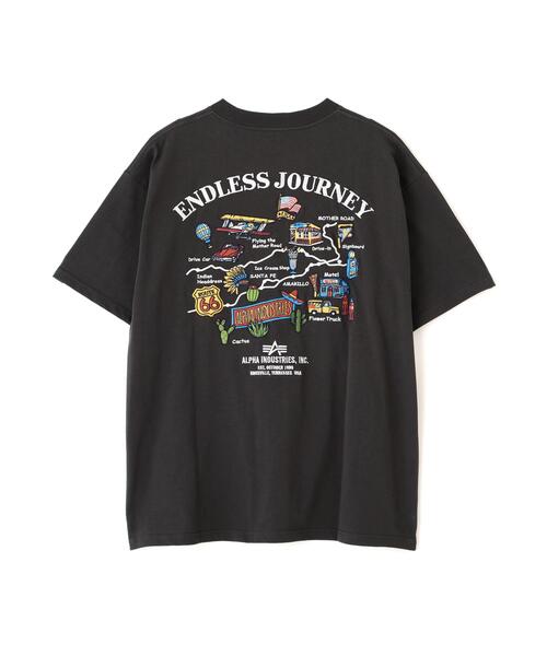 Alpha Industries(アルファインダストリーズ)の「【日本限定】Alpha Industries/アルファ インダストリーズ/ENDLESS JOURNEY T‐SHIRT/エンドレス ジャーニー Tシャツ(Tシャツ/カットソー・メンズ・ホワイト系2/チャコール/ネイビー・M/S/L/2XL/XL)」の2枚目の写真