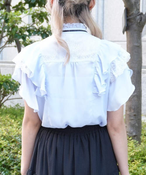axes femme POETIQUE(アクシーズファムポエティック)の「チューリップスリーブBL(シャツ/ブラウス・レディース・サックスブルー/ホワイト/ピンク・MEDIUM)」の6枚目の写真