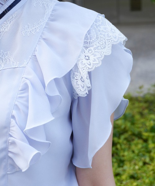axes femme POETIQUE(アクシーズファムポエティック)の「チューリップスリーブBL(シャツ/ブラウス・レディース・サックスブルー/ホワイト/ピンク・MEDIUM)」の8枚目の写真