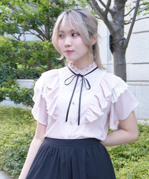 axes femme POETIQUE(アクシーズファムポエティック)の「チューリップスリーブBL(シャツ/ブラウス・レディース・サックスブルー/ホワイト/ピンク・MEDIUM)」の11枚目の写真