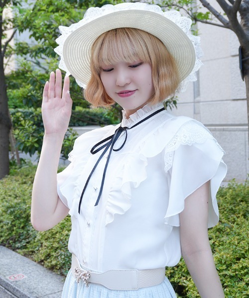 axes femme POETIQUE(アクシーズファムポエティック)の「チューリップスリーブBL(シャツ/ブラウス・レディース・サックスブルー/ホワイト/ピンク・MEDIUM)」の13枚目の写真