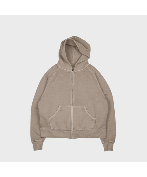 MMOGARDEN(エメモガーデン)の「pigment dyed hoodie zipup (3colors)(パーカー・メンズ・ブルー/Beige/チャコールグレー・1/3)」の3枚目の写真