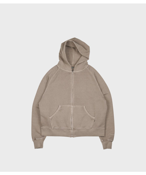 MMOGARDEN(エメモガーデン)の「pigment dyed hoodie zipup (3colors)(パーカー・メンズ・ブルー/Beige/チャコールグレー・1/3)」の4枚目の写真