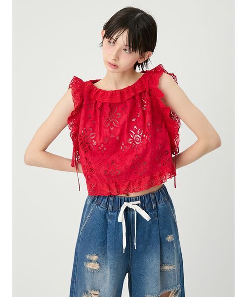 LILY BROWN(リリーブラウン)の「レーストリムブラウス(シャツ/ブラウス・レディース・ブラック/ホワイト/レッド・F)」の21枚目の写真
