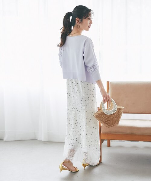 La boutique BonBon(ラブティックボンボン)の「【3サイズ展開あり・最強モテ】ドットプリントラッフルマーメイドキャミワンピース(ワンピース・レディース・ネイビー/オフホワイト・PS/38/36)」の16枚目の写真