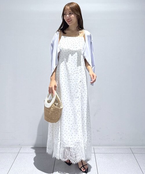 La boutique BonBon(ラブティックボンボン)の「【3サイズ展開あり・最強モテ】ドットプリントラッフルマーメイドキャミワンピース(ワンピース・レディース・ネイビー/オフホワイト・PS/38/36)」の17枚目の写真