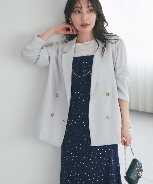 La boutique BonBon（ラブティックボンボン）の「【3サイズ展開あり・最強モテ】ドットプリントラッフルマーメイドキャミワンピース（ワンピース・レディース・ネイビー/オフホワイト・PS/38/36）」の17枚目の写真