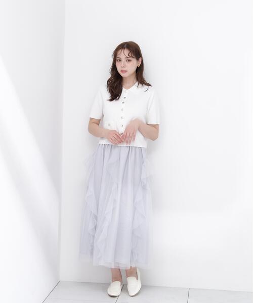 PROPORTION BODY DRESSING(プロポーションボディドレッシング)の「【中川紅葉さん着用】ラッフルチュールスカート / 1216220601(スカート・レディース・ホワイト/グレー・P/S/MEDIUM)」の2枚目の写真