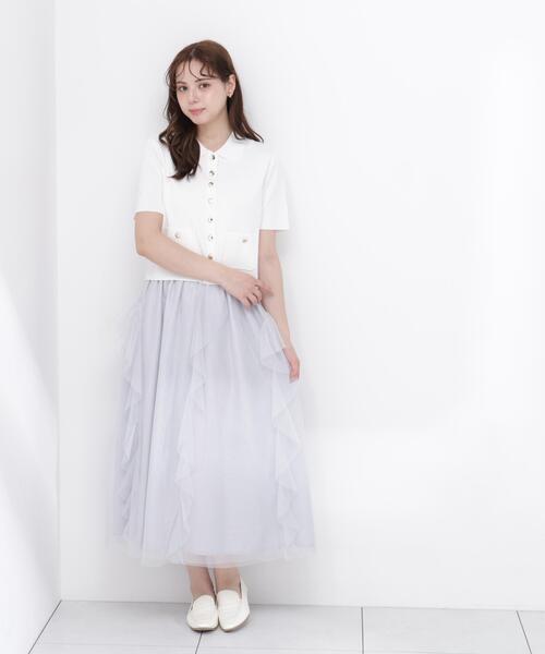 PROPORTION BODY DRESSING(プロポーションボディドレッシング)の「【中川紅葉さん着用】ラッフルチュールスカート / 1216220601(スカート・レディース・ホワイト/グレー・P/S/MEDIUM)」の5枚目の写真