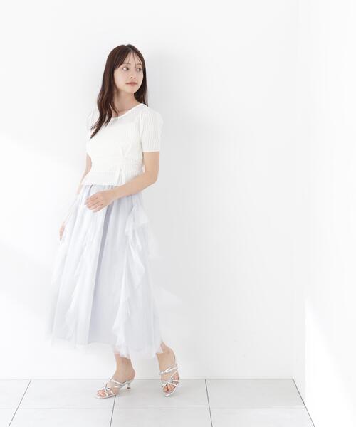 PROPORTION BODY DRESSING(プロポーションボディドレッシング)の「【中川紅葉さん着用】ラッフルチュールスカート / 1216220601(スカート・レディース・ホワイト/グレー・P/S/MEDIUM)」の6枚目の写真