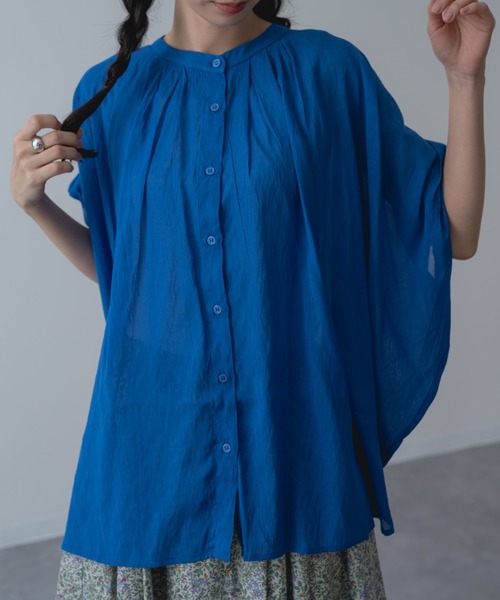 refinedworks(リファインドワークス)の「【refinedworks】半袖 折り返し タックデザイン ブラウス(シャツ/ブラウス・レディース・ブラック/ブラウン/ブルー・FREE)」の12枚目の写真