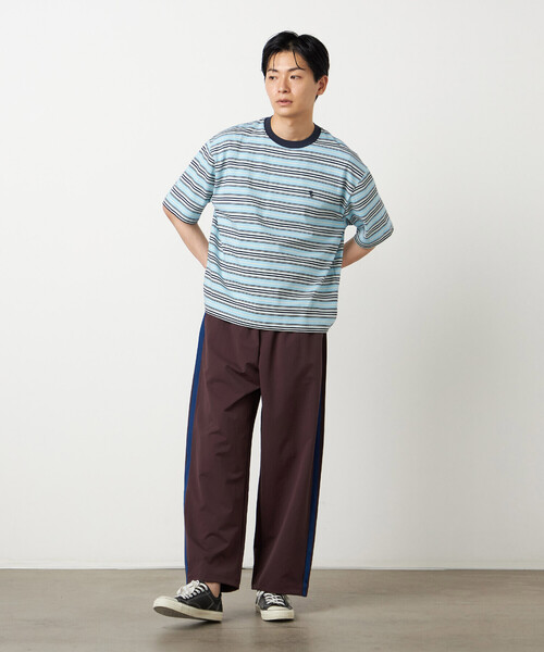Purple&Yellow(パープルアンドイエロー)の「マルチボーダー Tシャツ(Tシャツ/カットソー・メンズ・オートミール/ブラウン/サックスブルー・MEDIUM/SMALL/LARGE)」の16枚目の写真
