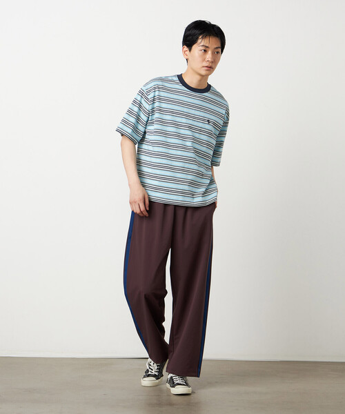 Purple&Yellow(パープルアンドイエロー)の「マルチボーダー Tシャツ(Tシャツ/カットソー・メンズ・オートミール/ブラウン/サックスブルー・MEDIUM/SMALL/LARGE)」の15枚目の写真