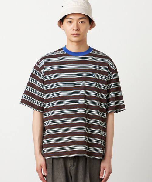 Purple&Yellow(パープルアンドイエロー)の「マルチボーダー Tシャツ(Tシャツ/カットソー・メンズ・オートミール/ブラウン/サックスブルー・MEDIUM/SMALL/LARGE)」の13枚目の写真