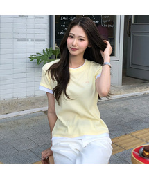 ツートンレイヤードTシャツ - ライトイエロー