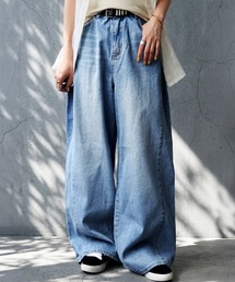 綿100 タック ワイドデニム