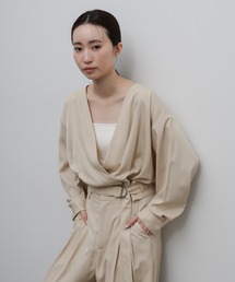 【Et】Belted Wrap Blouse
