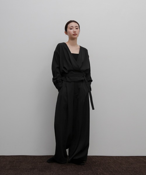 select MOCA Et(セレクトモカエト)の「【Et】Belted Wrap Blouse(シャツ/ブラウス・レディース・ブラック/ベージュ・FREE)」の3枚目の写真